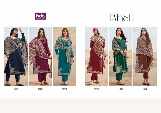 Taksh By Fida Embroidery Work Cotton Dress Material Wholesale Shop In Surat
